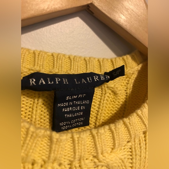 Yellow Polo Ralph Lauren Cable-knit sweater with Blue Horse Logo - Picture 4 of 4